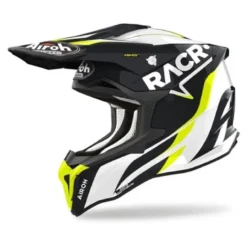 Kask cross AIROH STRYCKER RACR GLOSS czarny biały żółty fluo
