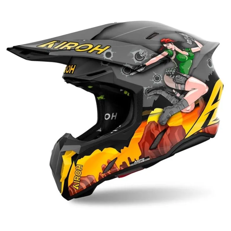 Kask cross AIROH TWIST 3 ADVENTURE MATT szary pomarańczowy zielony