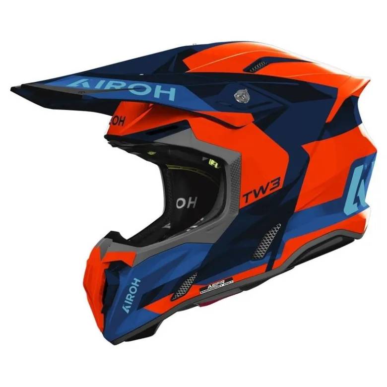 Kask cross AIROH TWIST 3 FANCY BLUE ORANGE GLOSS pomarańczowy fluo niebieski