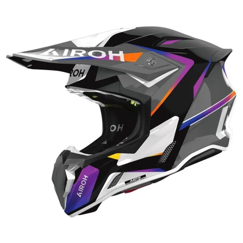 Kask cross AIROH TWIST 3 HUSTLE GLOSS szary biały fioletowy