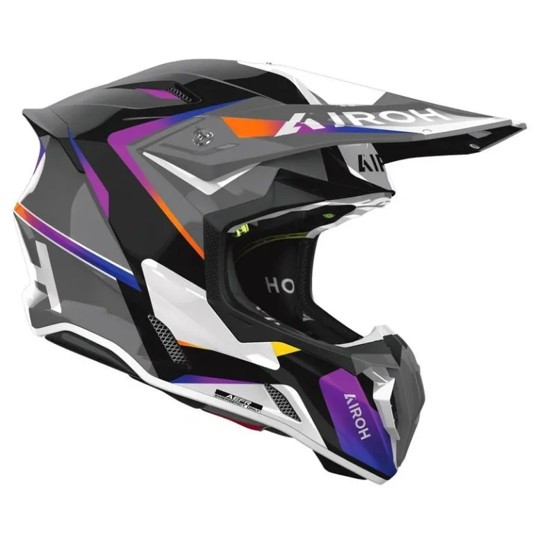Kask cross AIROH TWIST 3 HUSTLE GLOSS szary biały fioletowy