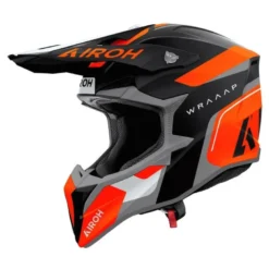 Kask cross AIROH WRAAAP CONQUER ORANGE MATT czarny szary pomarańczowy fluo