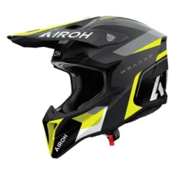 Kask cross AIROH WRAAAP CONQUER YELLOW MATT czarny szary żółty