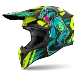 Kask cross AIROH WRAAAP CYBER YELLOW MATT żółty fluo czarny zielony