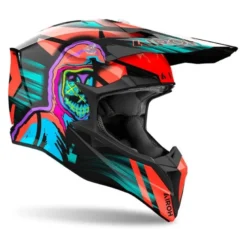 Kask cross AIROH WRAAAP CYBER ORANGE GLOSS pomarańczowy fluo czarny zielony