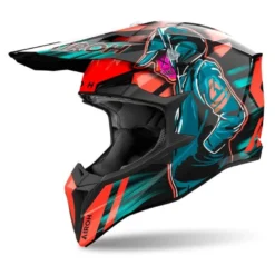 Kask cross AIROH WRAAAP CYBER ORANGE GLOSS pomarańczowy fluo czarny zielony