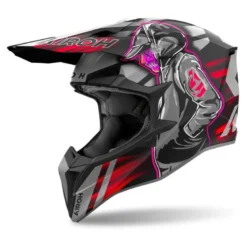 Kask cross AIROH WRAAAP CYBER RED MATT szary czerwony czarny