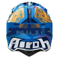Kask cross AIROH WRAAAP 6DAYS ITALY 2025 GLOSS niebieski biały złoty