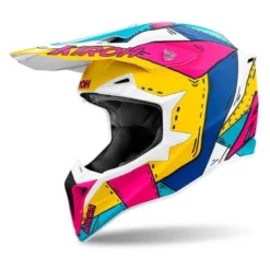 Kask cross AIROH WRAAAP PAINT MATT żółty różowy niebieski biały
