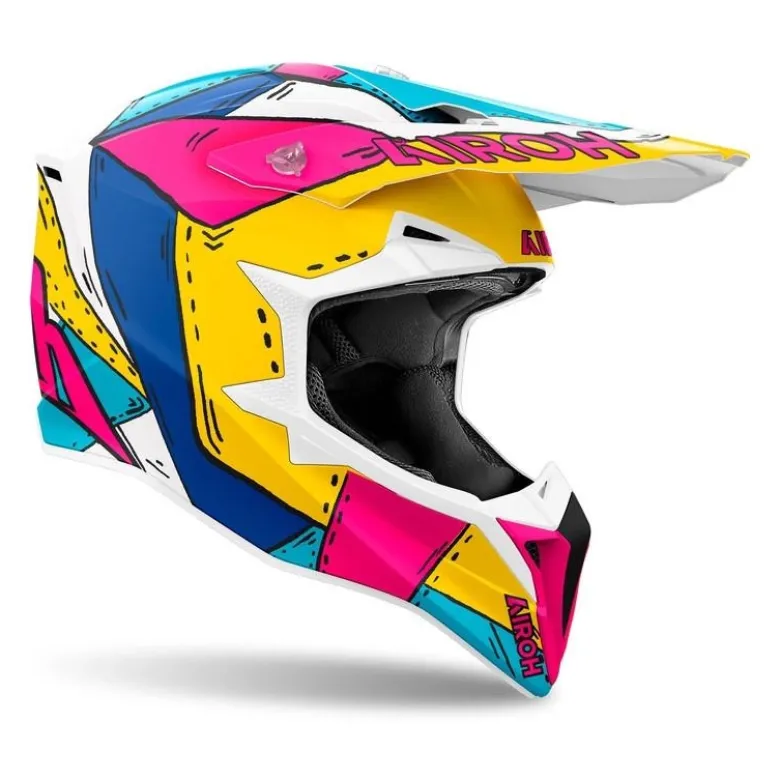 Kask cross AIROH WRAAAP PAINT MATT żółty różowy niebieski biały
