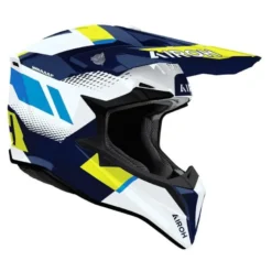 Kask cross AIROH WRAAAP VISION YELLOW BLUE GLOSS biały niebieski żółty
