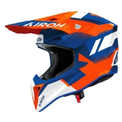 Kask cross AIROH WRAAAP VISION ORANGE BLUE GLOSS biały niebieski pomarańczowy fluo