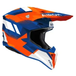 Kask cross AIROH WRAAAP VISION ORANGE BLUE GLOSS biały niebieski pomarańczowy fluo