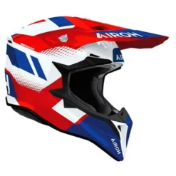 Kask cross AIROH WRAAAP VISION RED BLUE GLOSS biały czerwony niebieski