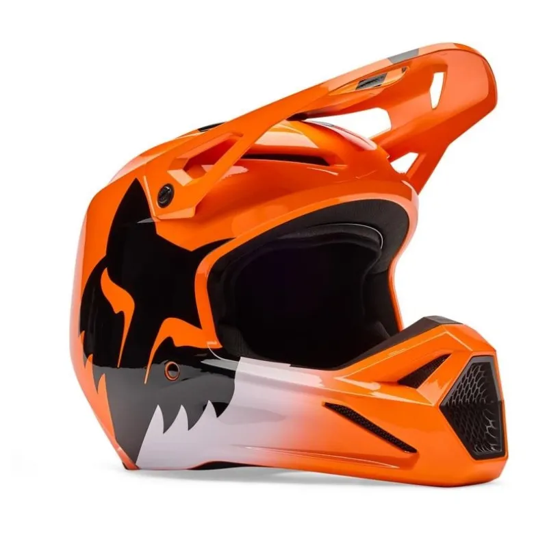 Kask cross dziecięcy FOX JUNIOR V1 SHIELD FLUO ORANGE pomarańczowy fluo czarny