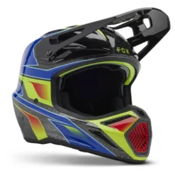 Kask cross FOX V3 RS CARBON ACRIC MULTI niebieski żółty fluo czerwony czarny
