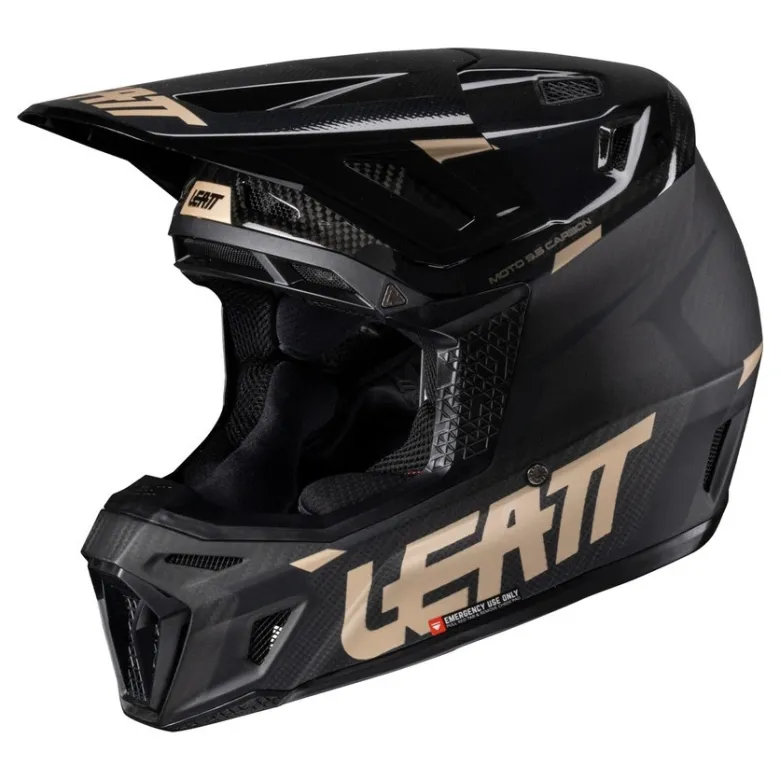 Kask cross z goglami LEATT KIT MOTO 9.5 V25 CARBON czarny złoty