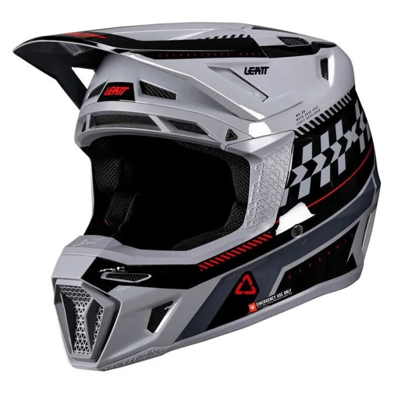 Kask cross z goglami LEATT KIT MOTO 8.5 GREY szary