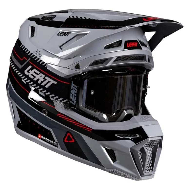 Kask cross z goglami LEATT KIT MOTO 8.5 GREY szary