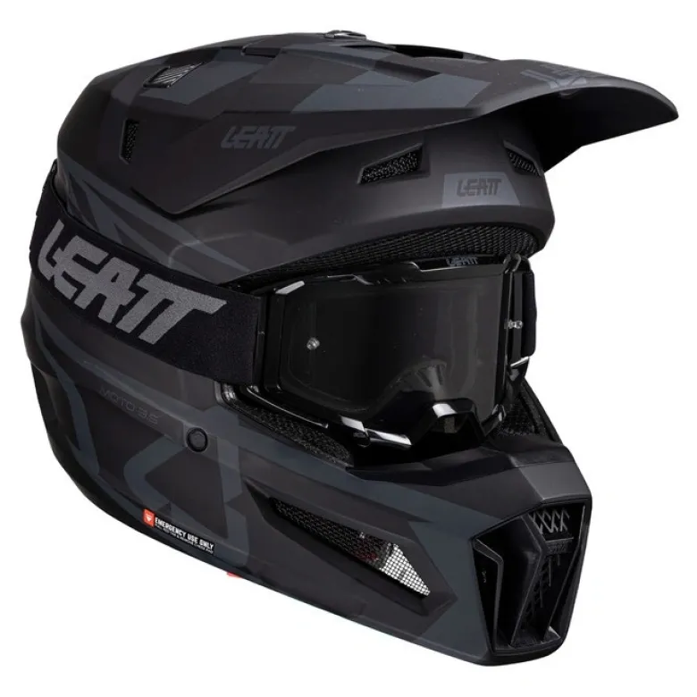 Kask cross z goglami LEATT KIT MOTO 3.5 V25 STEALTH czarny
