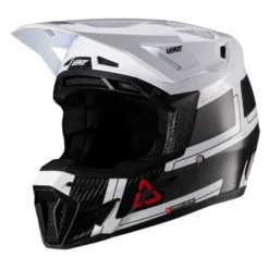 Kask cross z goglami LEATT KIT MOTO 9.5 CARBON WHITE biały