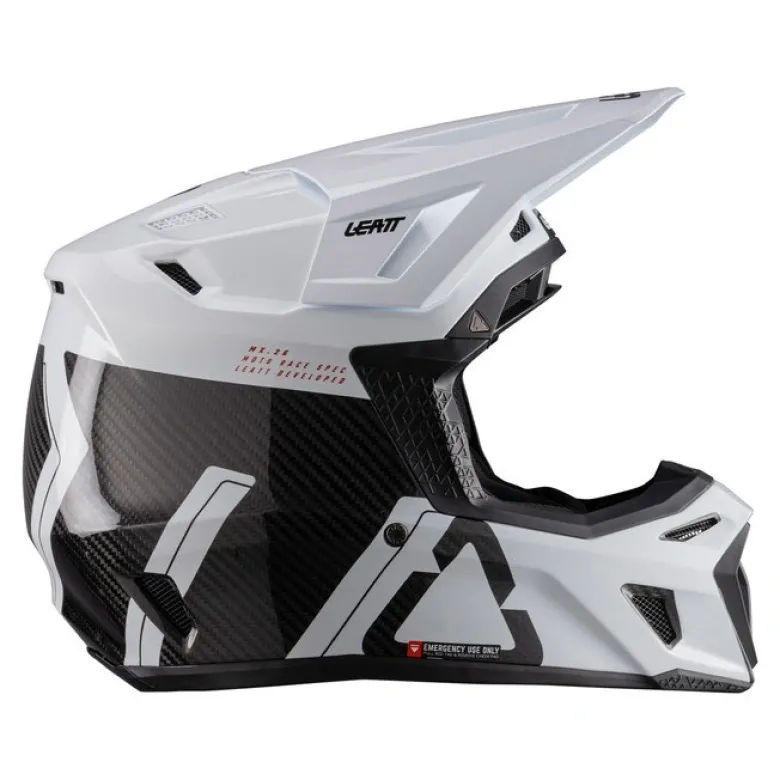 Kask cross z goglami LEATT KIT MOTO 9.5 CARBON WHITE biały