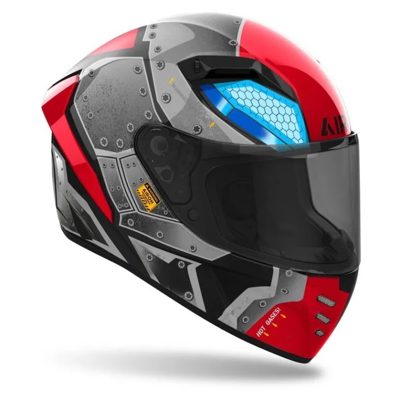 Kask integralny AIROH CONNOR BOT GLOSS szary czerwony czarny niebieski
