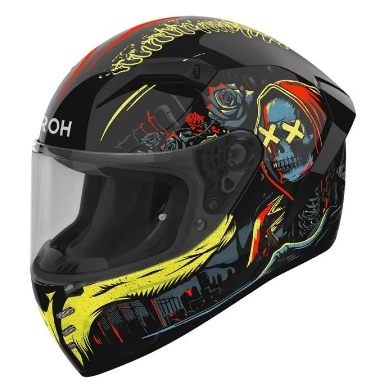 Kask integralny AIROH CONNOR DOUBLE FACE GLOSS czarny czerwony żółty