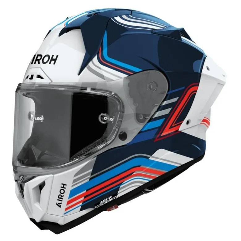 Kask integralny AIROH GP800 HURRICANE GLOSS biały niebieski czerwony