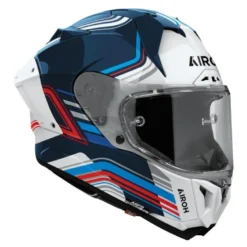 Kask integralny AIROH GP800 HURRICANE GLOSS biały niebieski czerwony