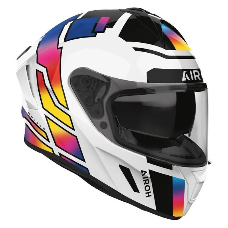 Kask integralny AIROH SPARK 2 LIVELY RAINBOW GLOSS biały niebieski różowy