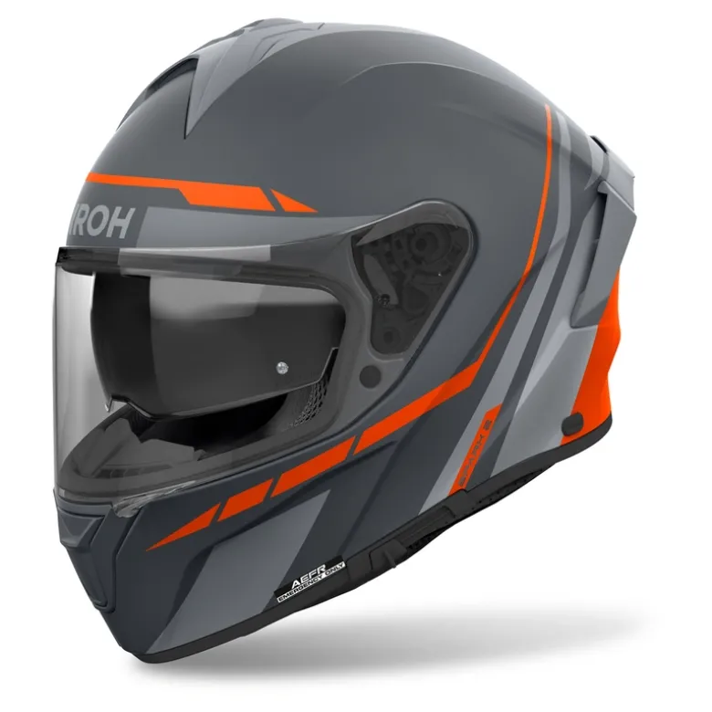 Kask integralny AIROH SPARK 2 SPINNER ORANGE MATT czarny pomarańczowy fluo szary