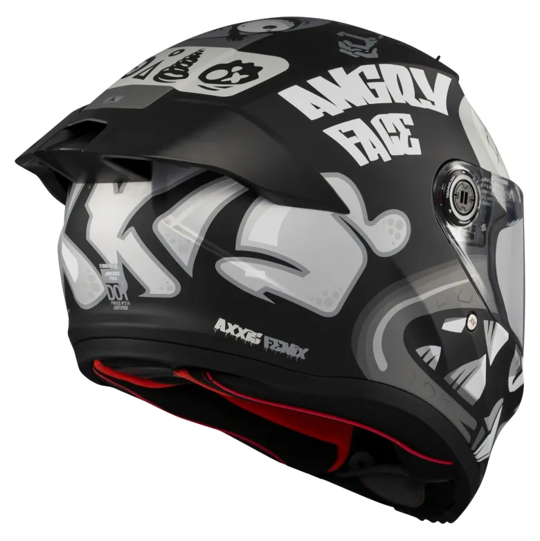 Kask integralny AXXIS FENIX ANGRY FACE B2 MATT czarny szary