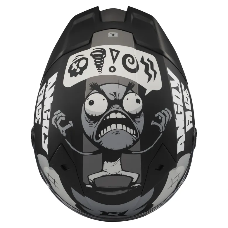 Kask integralny AXXIS FENIX ANGRY FACE B2 MATT czarny szary