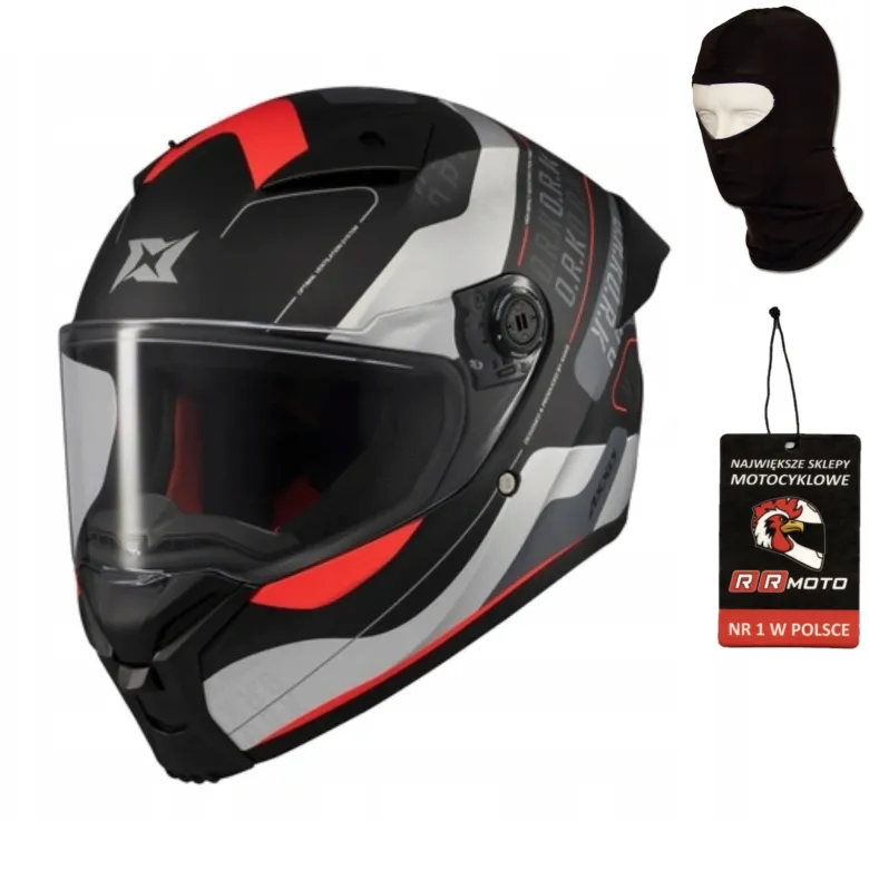 Kask integralny AXXIS FENIX ORK B5 MATT czarny czerwony szary
