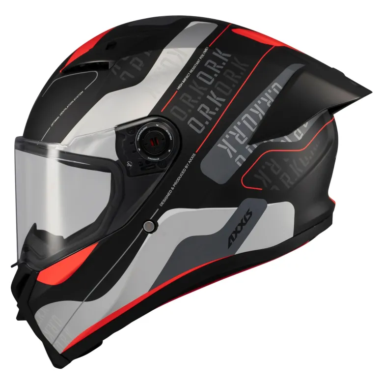 Kask integralny AXXIS FENIX ORK B5 MATT czarny czerwony szary