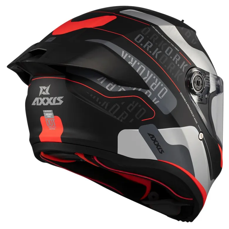 Kask integralny AXXIS FENIX ORK B5 MATT czarny czerwony szary