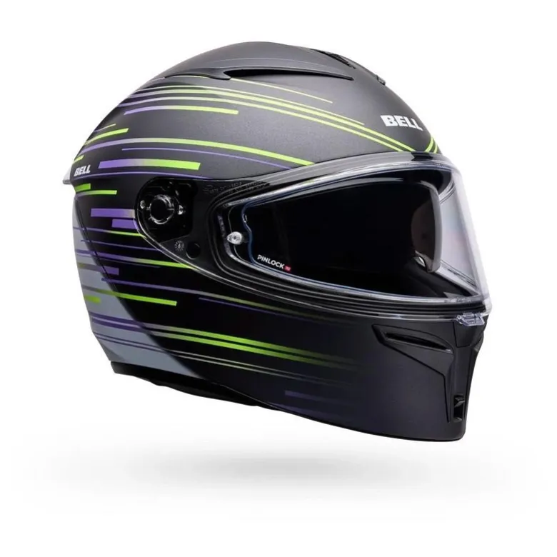 Kask integralny BELL LITHIUM ECE6 VELO MATTE PEARL BLACK YELLOW czarny biały fioletowy żółty fluo