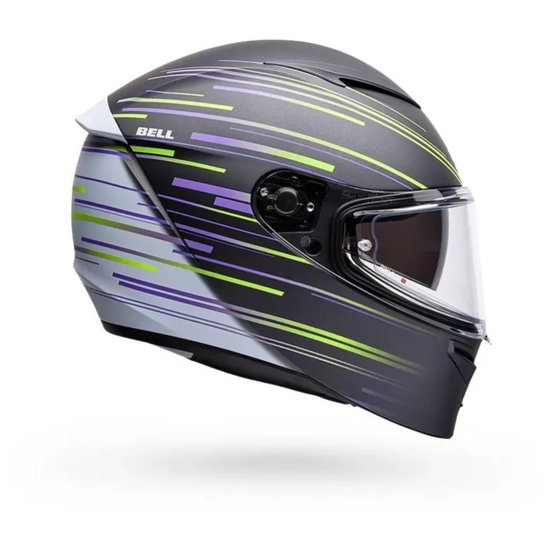Kask integralny BELL LITHIUM ECE6 VELO MATTE PEARL BLACK YELLOW czarny biały fioletowy żółty fluo