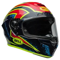Kask integralny BELL RACESTAR DLX XENON BLUE RETINA czarny czerwony niebieski żółty fluo