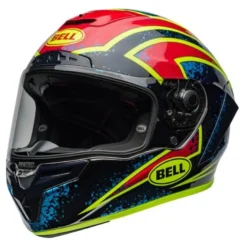 Kask integralny BELL RACESTAR DLX XENON BLUE RETINA czarny czerwony niebieski żółty fluo