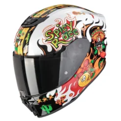 Kask integralny dziecięcy SCORPION EXO-JNR YUCATAN WHITE/ORANGE/BLACK biały pomarańczowy