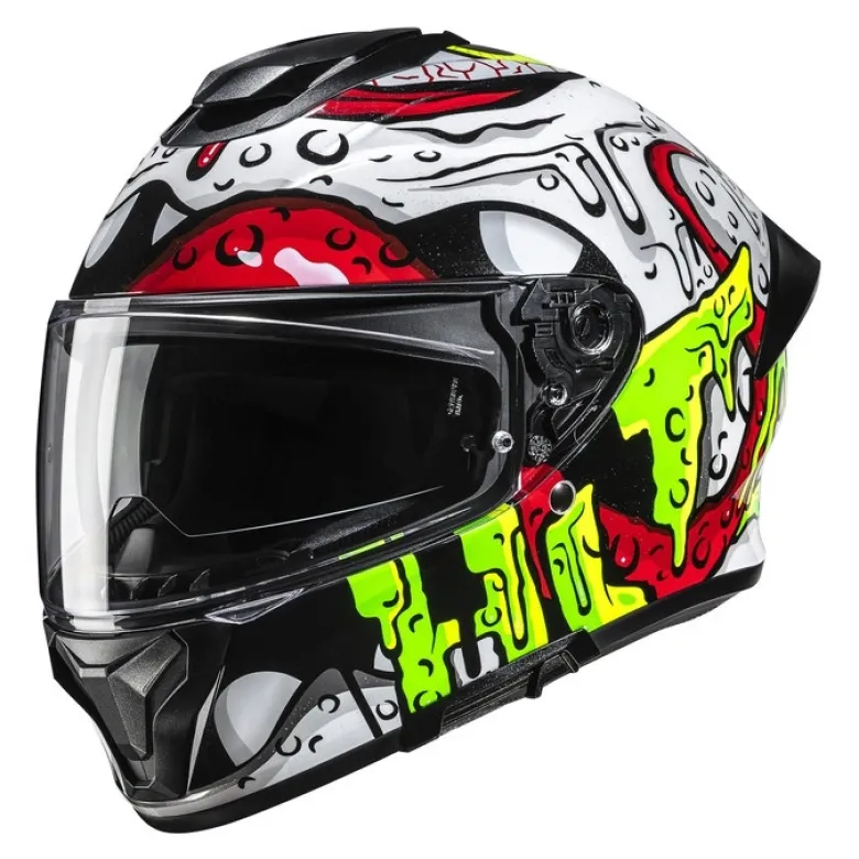 Kask integralny HJC C71 SQUEEZE WHITE/GREEN biały zielony fluo czerwony żółty czarny