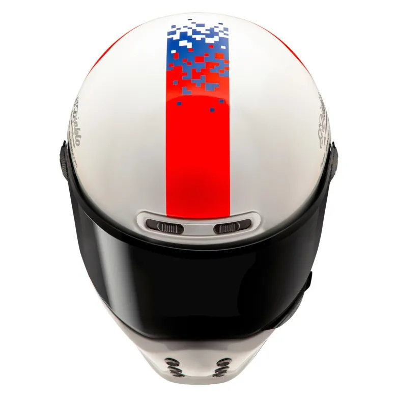 Kask integralny HJC V10 FQ20 RETRO WHITE/RED/BLUE biały czerwony niebieski