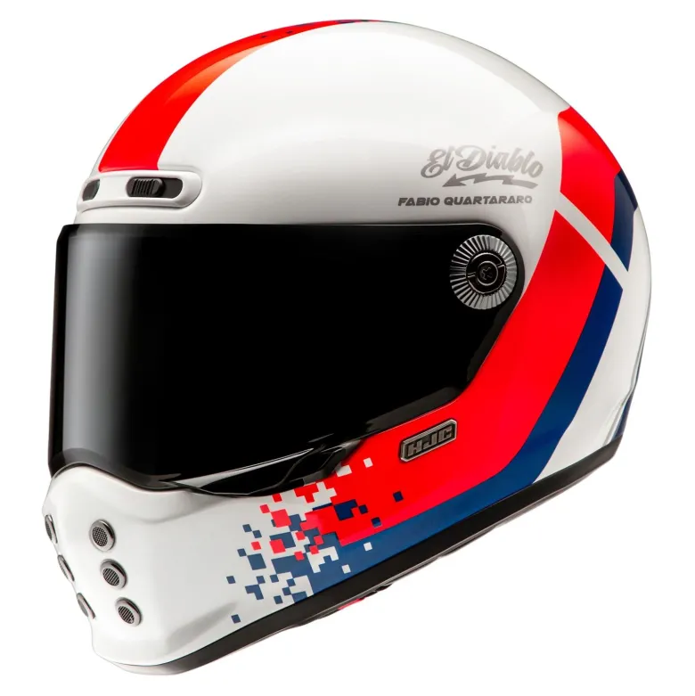 Kask integralny HJC V10 FQ20 RETRO WHITE/RED/BLUE biały czerwony niebieski