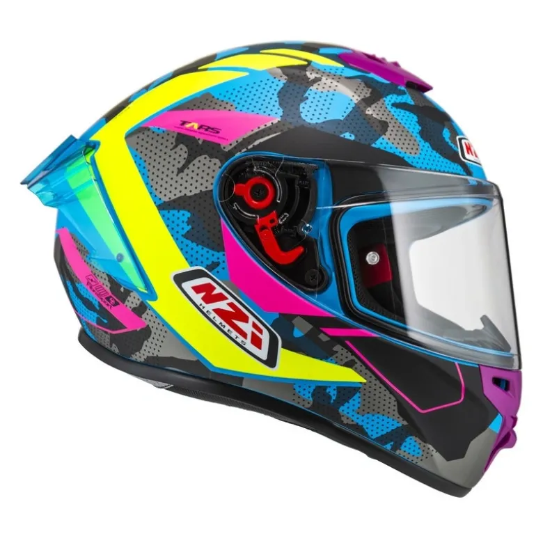 Kask integralny NZI TRENDY CAMU BLUE NEON PINK BLUE S MATT niebieski różowy