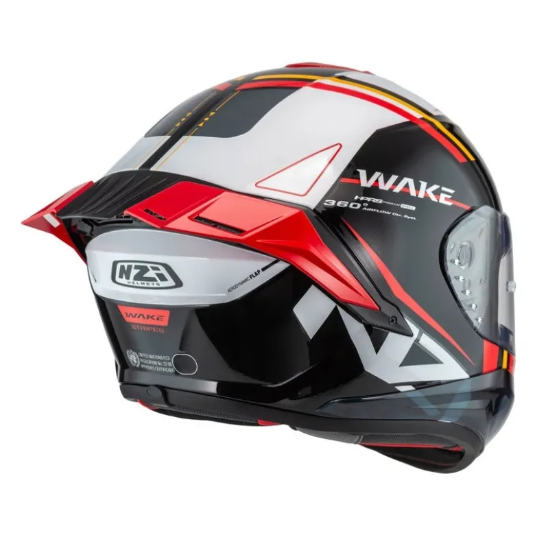 Kask integralny NZI WAKE STREAM STRIPES BLACK WHITE RED czarny biały czerwony