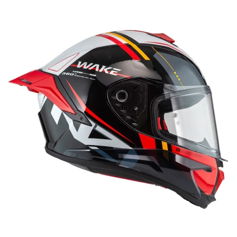 Kask integralny NZI WAKE STREAM STRIPES BLACK WHITE RED czarny biały czerwony