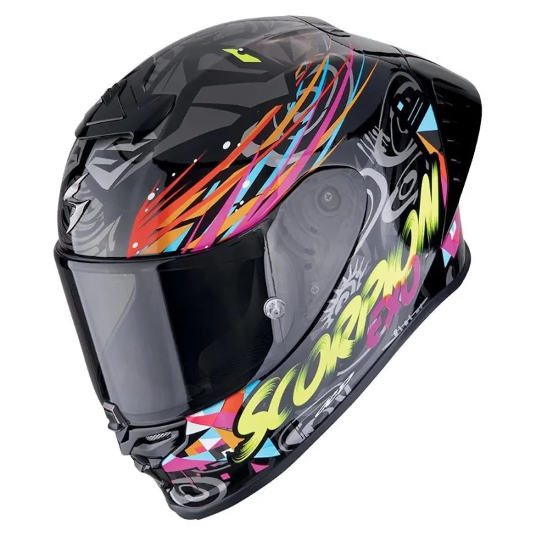 Kask integralny SCORPION EXO-R1 EVO II AIR SAVAGE BLACK/BLUE/PINK czarny niebieski różowy