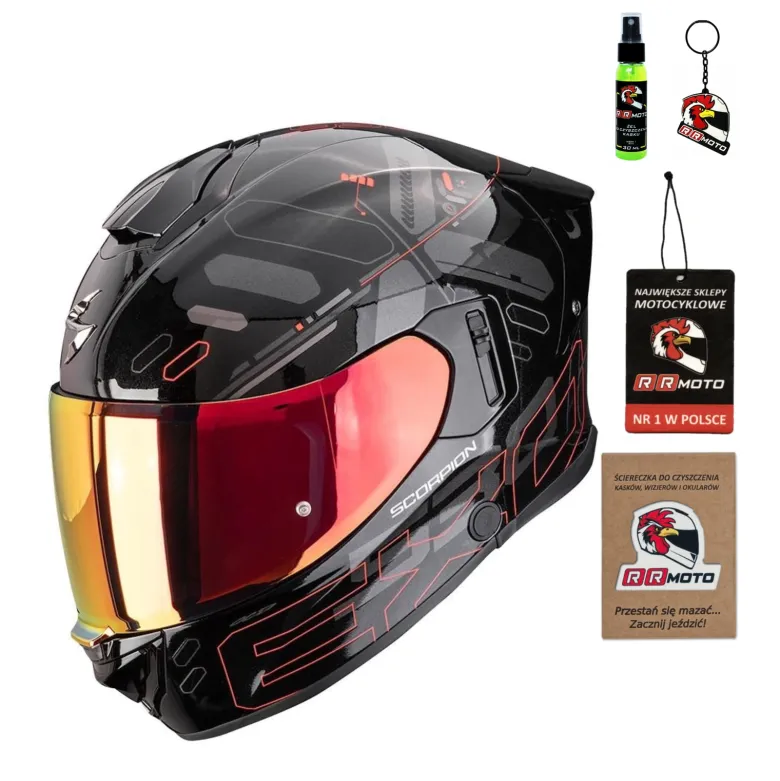 Kask integralny SCORPION EXO-530 AIR FOND METAL BLACK/RED czarny czerwony